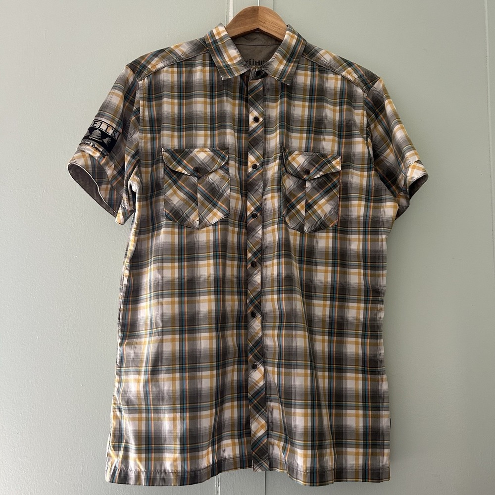 Kuhl Mens M Button Up Shirt Activewear Outdoor Pearl Snap Western Eluxur Plaid - Picture 2 of 11